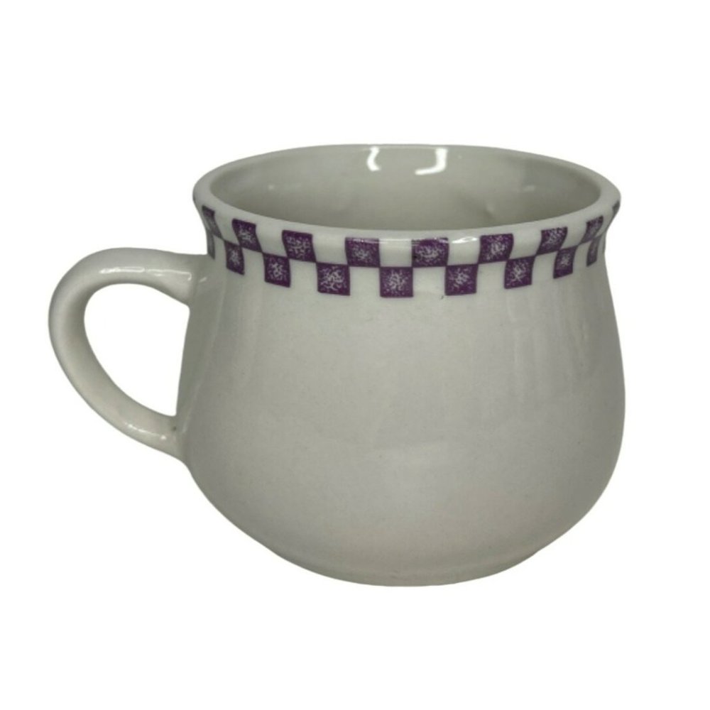 Purple Flowers Coffee Mug Tea Cup Classic Ceramic 3.45” Tall - Picture 2 of 7